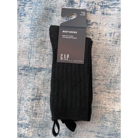Women's Gap Black Glitter Tab Boot Socks 1 Pair - Picture 1 of 4